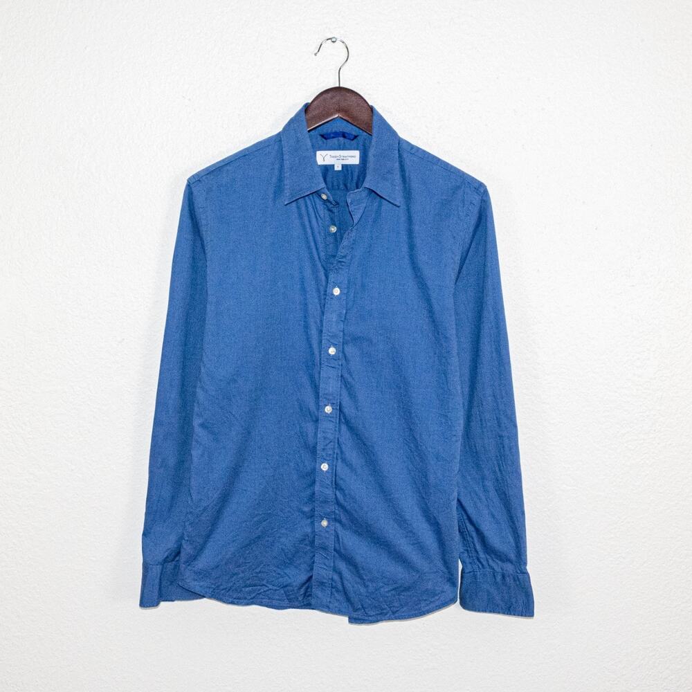 Teddy Stratford NYC Men's Zip Button up Shirt in Blue Cotton size 1